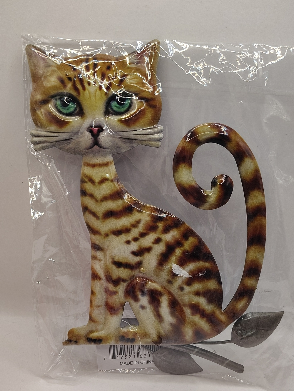 New Decorative Orange Tabby Striped Cat Metal Wall Hanging 3D Figurine